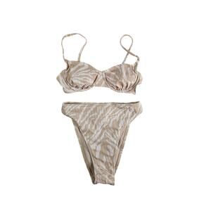 Wild Fable Bikini Womens XS Brown Zebra Print Cheeky Padded Underwire Target NWT